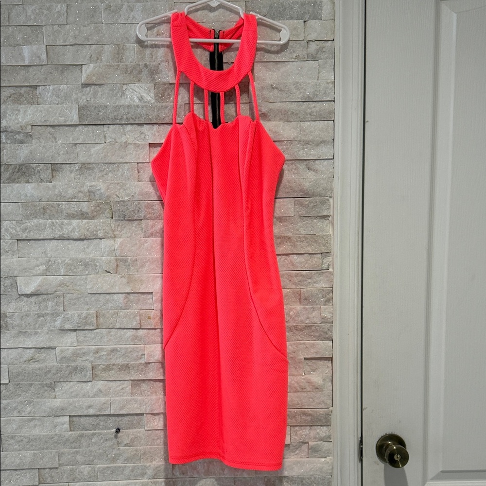 Charlotte Russe Vibrant Pink Backless Dress